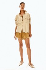 Oversized Linen-blend Cargo Shirt